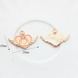 20pcs Zinc Alloy Enamel Heart Wings Charms Pendant DIY Jewelry Making