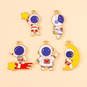 20Pcs Enamel Space Charms Golden Alloy Pendant for Jewelry Making