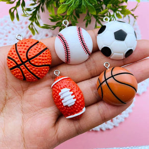 10pcs Resin Football Charm Pendant for DIY Making
