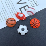10pcs Resin Football Charm Pendant for DIY Making