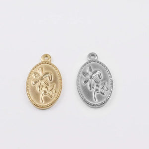 5pcs Stainless Steel High Flower Charm Pendant Wholesale DIY Jewelry