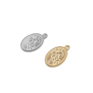 5pcs Stainless Steel High Flower Charm Pendant Wholesale DIY Jewelry