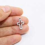 10pcs Stainless Steel High Cross Charms Pendant DIY Jewelry Unfading 2 Colors