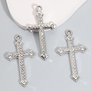 15pcs Cross Metal Charms Silver Pendants DIY Making Findings Jewelry
