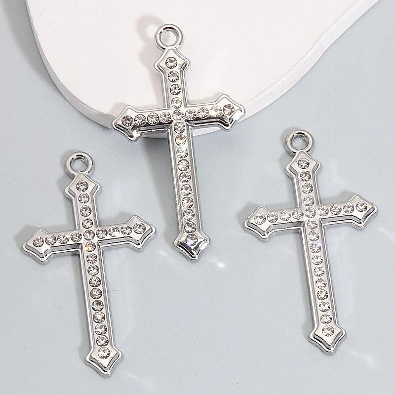 15pcs Cross Metal Charms Silver Pendants DIY Making Findings Jewelry
