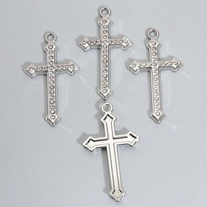 15pcs Cross Metal Charms Silver Pendants DIY Making Findings Jewelry