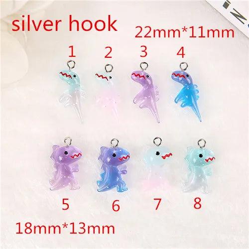 20pcs Dinosaur Charms Resin Cabochons Colorful Animal For DIY Earring Pendant