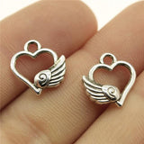 40pcs Angel Winged Heart Charms 14x12mm Tibetan Silver Pendants DIY Jewelry