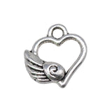 40pcs Angel Winged Heart Charms 14x12mm Tibetan Silver Pendants DIY Jewelry