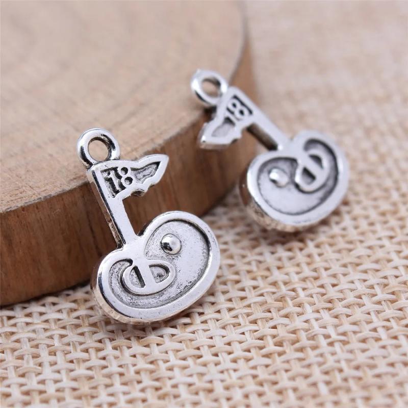 20pcs 13x18mm Antique Silver Golf Hole 18 Charms Pendant