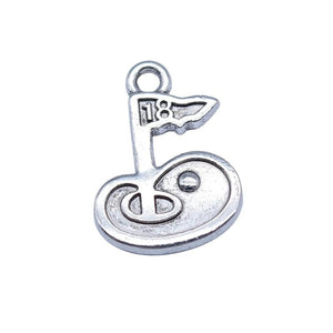 20pcs 13x18mm Antique Silver Golf Hole 18 Charms Pendant