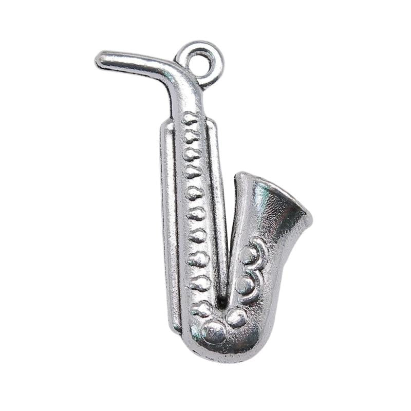 10pcs Saxophone Charm Pendants Jewelry Making Musical Instruments