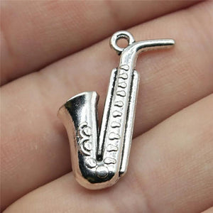 10pcs Saxophone Charm Pendants Jewelry Making Musical Instruments