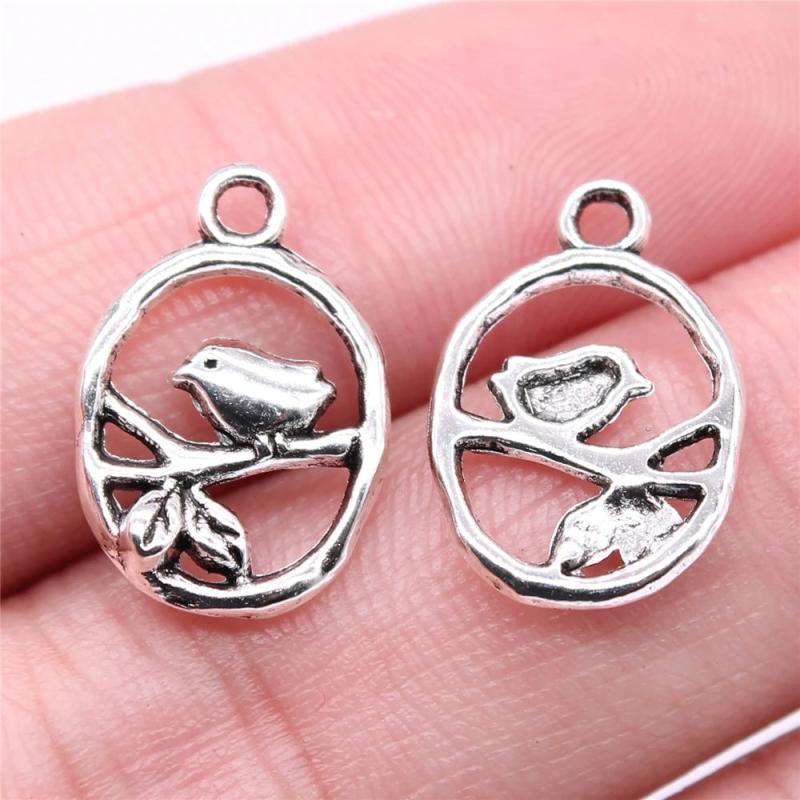 40pcs Little Bird Charms Antique Silver DIY Jewelry Making Zinc Alloy Charms