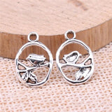 40pcs Little Bird Charms Antique Silver DIY Jewelry Making Zinc Alloy Charms