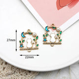 10pcs Enamel Cat Wreath Charms for Jewelry Making Earrings Necklace DIY Accessor