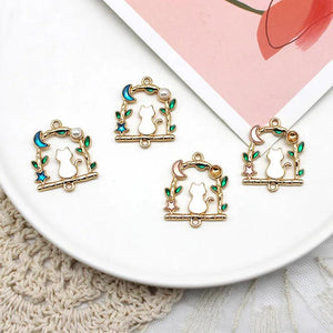10pcs Enamel Cat Wreath Charms for Jewelry Making Earrings Necklace DIY Accessor