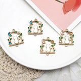 10pcs Enamel Cat Wreath Charms for Jewelry Making Earrings Necklace DIY Accessor