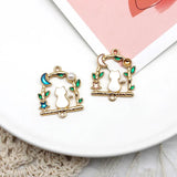 10pcs Enamel Cat Wreath Charms for Jewelry Making Earrings Necklace DIY Accessor