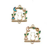 10pcs Enamel Cat Wreath Charms for Jewelry Making Earrings Necklace DIY Accessor