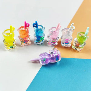 10pcs Bear Drink Bottle Resin Charms Acrylic Pendant for DIY Jewelry Making