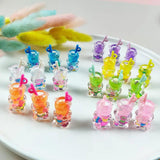 10pcs Bear Drink Bottle Resin Charms Acrylic Pendant for DIY Jewelry Making
