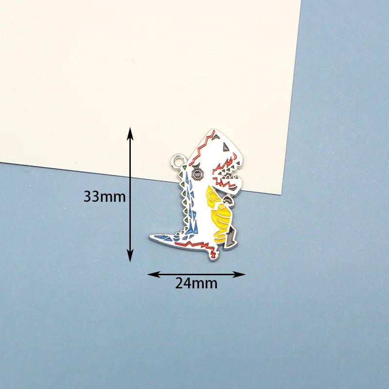 10pcs Dino Monster Enamel Charms for DIY Jewelry Making