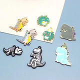 10pcs Dino Monster Enamel Charms for DIY Jewelry Making
