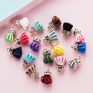 20PCS Fabric Flower Tassel Charms Pendant DIY Keychain Accessories 18 Colors