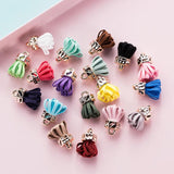 20PCS Fabric Flower Tassel Charms Pendant DIY Keychain Accessories 18 Colors