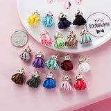 20PCS Fabric Flower Tassel Charms Pendant DIY Keychain Accessories 18 Colors