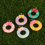 10Pcs Christmas Bow Resin Charms for DIY Earrings Necklace