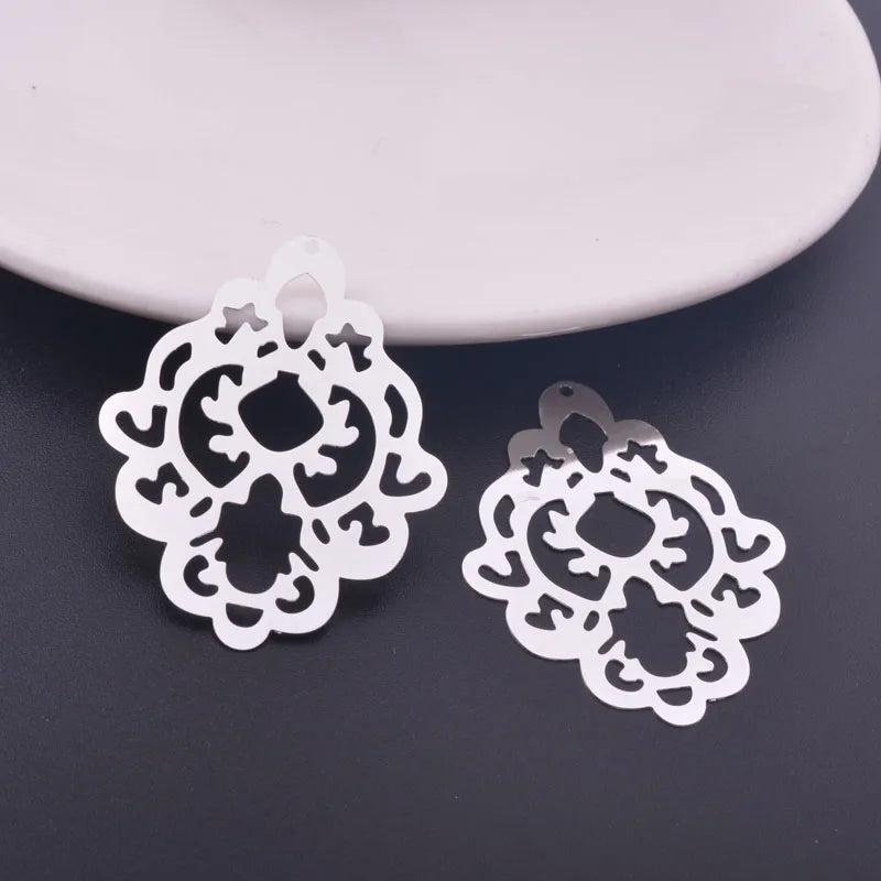 6pcs 33*41mm Silver Plated Hollow Charms Pendant for DIY Jewelry Making