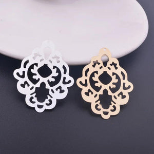 6pcs 33*41mm Silver Plated Hollow Charms Pendant for DIY Jewelry Making