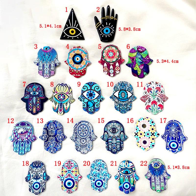 6pcs Acrylic Turkey Devil Eye Charms Fatima Hand Retro Earring Pendant DIY