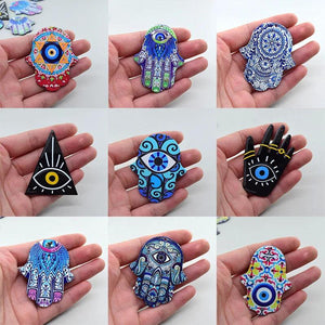 6pcs Acrylic Turkey Devil Eye Charms Fatima Hand Retro Earring Pendant DIY