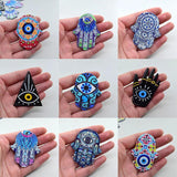 6pcs Acrylic Turkey Devil Eye Charms Fatima Hand Retro Earring Pendant DIY