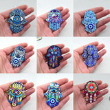 6pcs Acrylic Turkey Devil Eye Charms Fatima Hand Retro Earring Pendant DIY