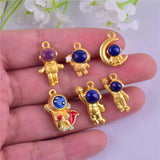 3D Astronauts Golden Metal Charms for Earring DIY Making