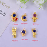 3D Astronauts Golden Metal Charms for Earring DIY Making