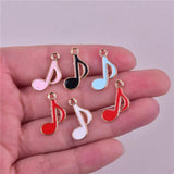 20pcs Music Enamel Metal Charms for DIY Jewelry Making