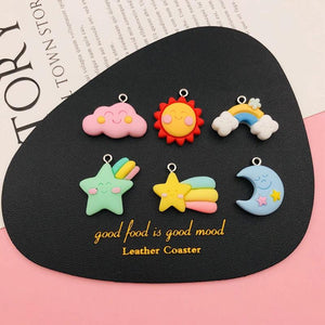 10pcs Resin Star Moon Cloud Charm Pendant for DIY Making