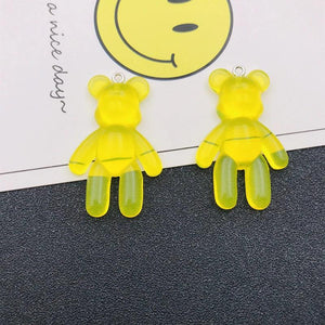 10pcs Colorful Bear Resin Charms for DIY Keychain Earring Necklace