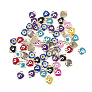 50pcs Mixed Plated Heart Eye Charms Pendants DIY Jewelry Making Accessories