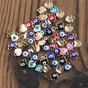 50pcs Mixed Plated Heart Eye Charms Pendants DIY Jewelry Making Accessories