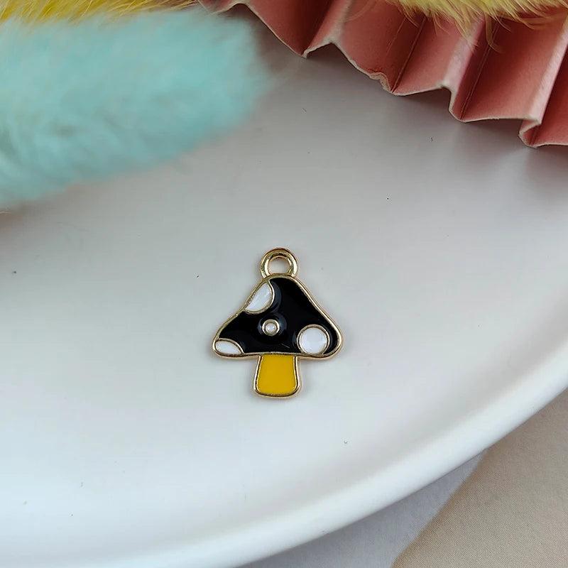 10pcs Enamel Mushroom Charms Pendants for Jewelry Making DIY Crafts