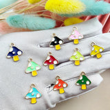 10pcs Enamel Mushroom Charms Pendants for Jewelry Making DIY Crafts
