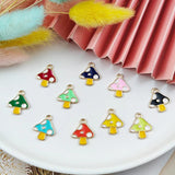 10pcs Enamel Mushroom Charms Pendants for Jewelry Making DIY Crafts