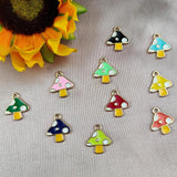10pcs Enamel Mushroom Charms Pendants for Jewelry Making DIY Crafts