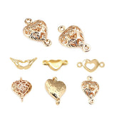 Brass Heart Connect Charms Pendants Jewelry Making Supplies